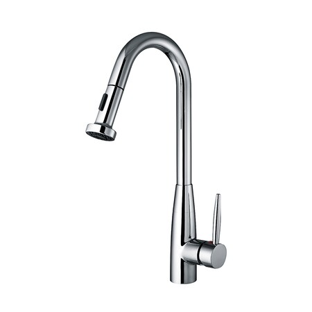 Whitehaus Sgl Hole/Sgl Lvr Handle Faucet W/ A Gooseneck Swivel Spout And Pull-Do WH2070838-C